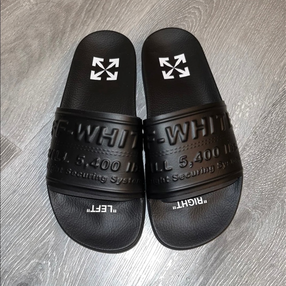 Off-white logo slider pool sandal